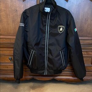 Lamborghini Black Racing Bomber with White Piping